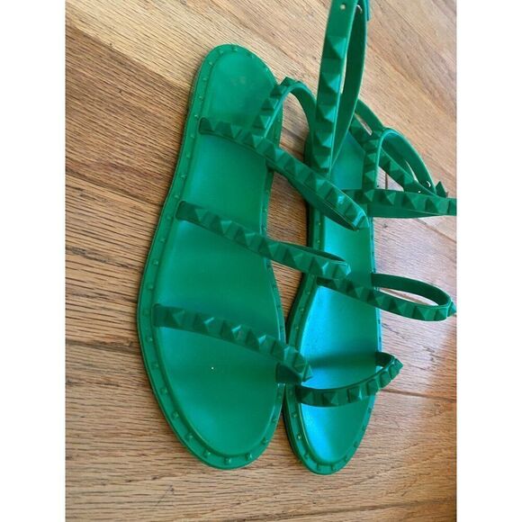 C&C California women’s Green rubber Studded ankle Strap open Sandals Size 6 - Picture 3 of 7